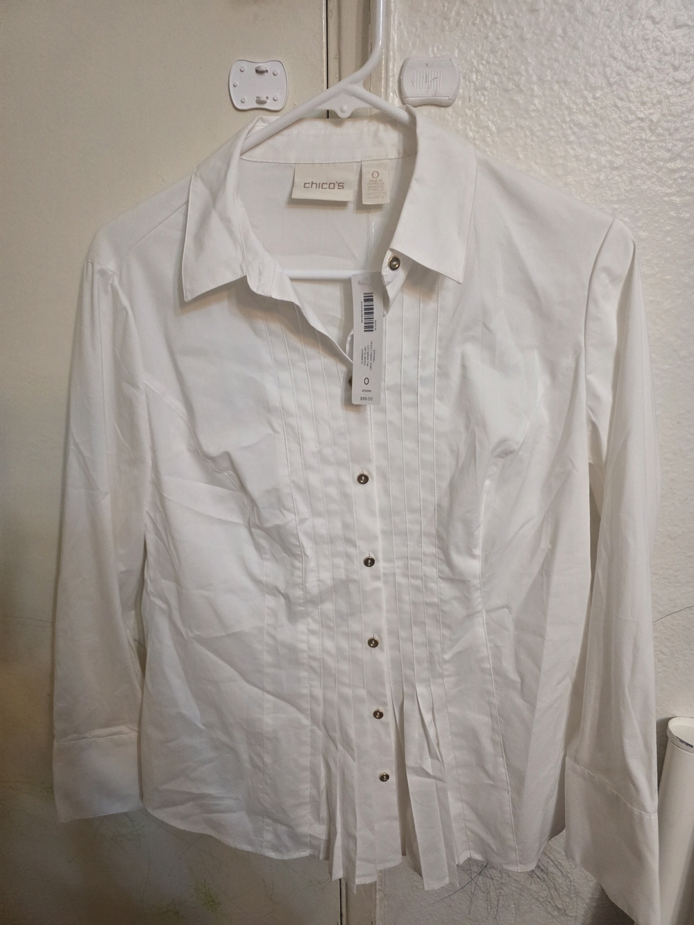 Chico's White Pleated Front Dress Shirt - Men's